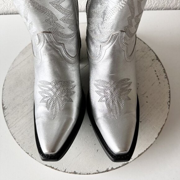 NEW Lane SMOKESHOW Womens Cowboy Boots 6 Silver Western Cowgirl Mid Calf Tall - Picture 6 of 11